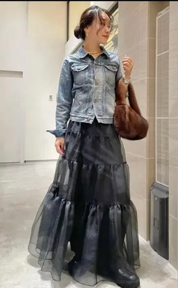 미사용 새상품 윙검 제트 튤 플레어 롱 스커트