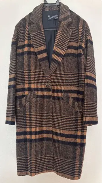 SonnyLabel 체스터 코트 브라운 계열 체크 무늬