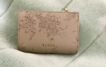 RANDA 꽃무늬 이단 접이식 지갑 베이지