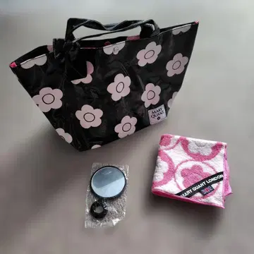 Mary Quant 꽃무늬 토트백 타월 손수건 거울 세트