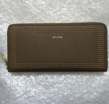 오크 계통 라운드 지퍼 장지갑 미사용 새상품 인조 가죽 쥬에티