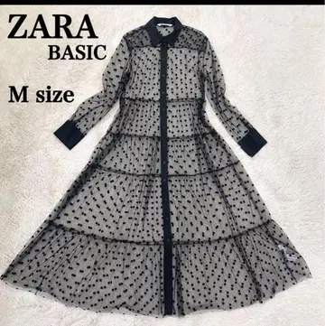 [ 새상품급 ] ZARA 베이직 시어 도트 원피스 롱 M