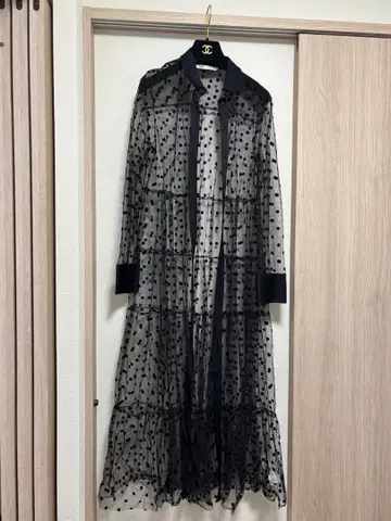 [ 새상품급 ] ZARA 베이직 시어 도트 원피스 롱 M