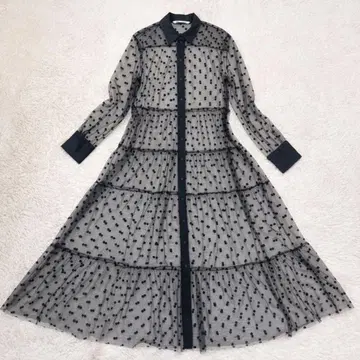 [ 새상품급 ] ZARA 베이직 시어 도트 원피스 롱 M