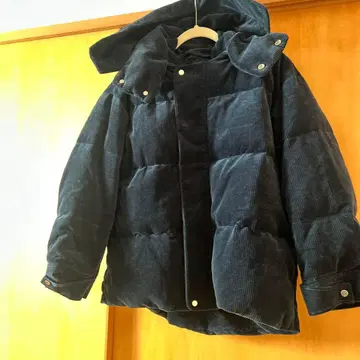 MACPHEE 코듀로이 네이비 다운 자켓 후드 부착