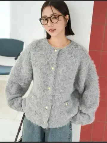 한정판 믹스 샤기 골드 버튼 니트 가디건