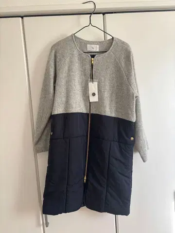 Vin 그레이 네이비 롱 코트 38