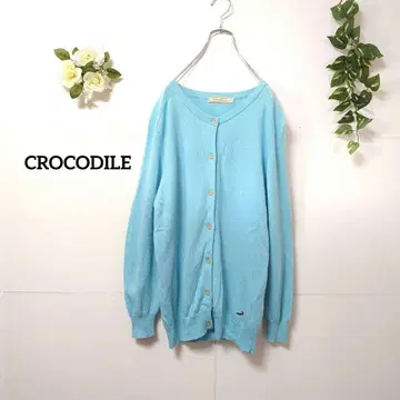크로커다일 가디건 LL 빅 울 캐시미어 혼방 로고 자수