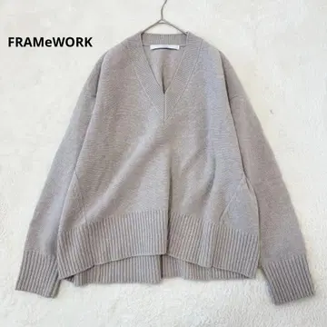 프레임워크 울 캐시미어 V넥 풀오버 내추럴 베이지 새상품급