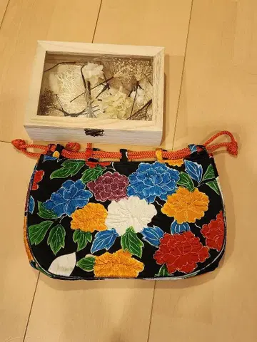 일본 의류용 복조리 백 & 머리 장식 세트