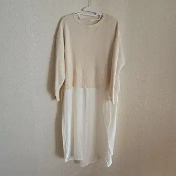 W CLOSET 니트 원피스 긴팔 베이지