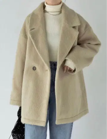 페이크 울 샤기 더블 테일러드 자켓