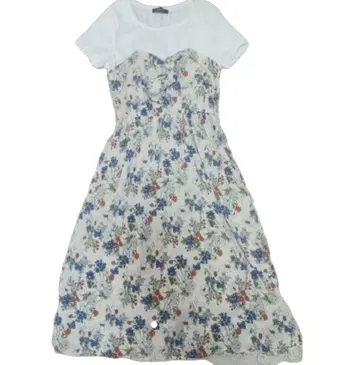 꽃무늬 반팔 롱 원피스