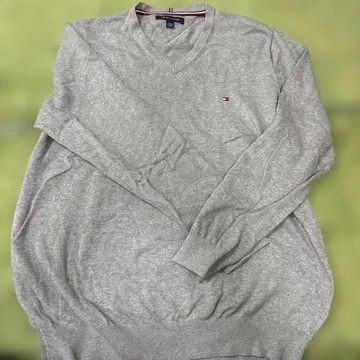 TOMMY HILFIGER 그레이 V넥 스웨터 XXL