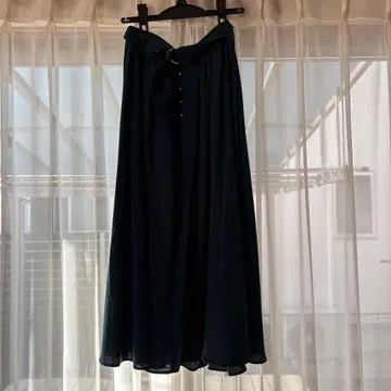 다크 그린 플레어 스커트 벨트 포함