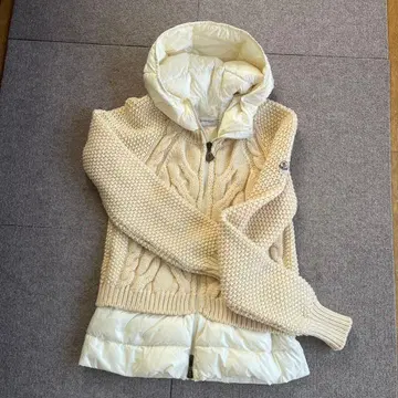 MONCLER 후드 부착 가디건 아이보리