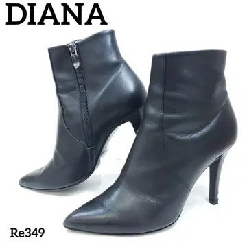 다이애나 숏부츠 스틸레토 사이드 지퍼 천연 가죽 23cm