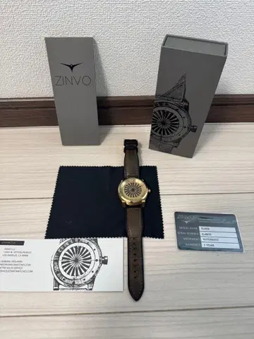 ZINVO 보 손목시계 자동 시계 골드/브라운 터빈