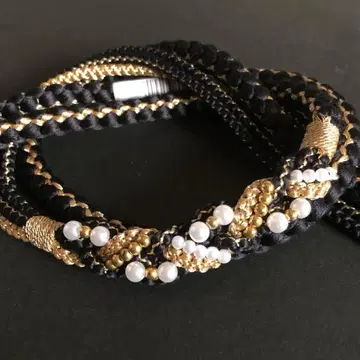 허리띠 순수 실크 화려한 펄 장식 포함 47BK 새상품