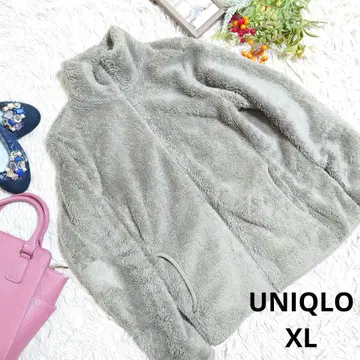 UNIQLO 퍼 리프 플리스 풀 지퍼 자켓 (XL) 그레이 브라운