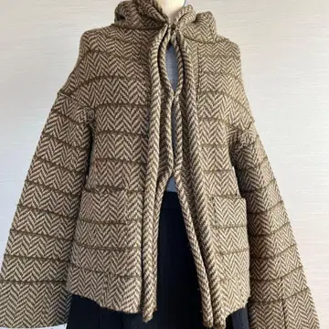 y's 헤링본 무늬 후드 부착 자켓