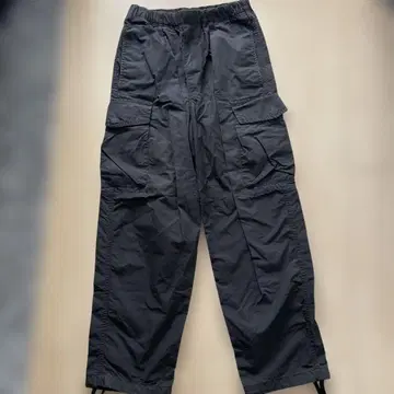 블랙 카고 팬츠 허리밴딩