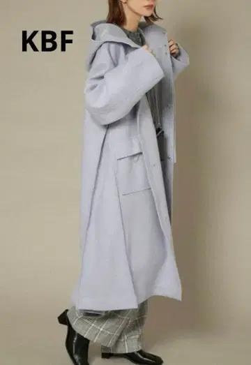 컨디션 최상 KBF 사이드 턱 Big 코트 후드 부착 아이스 블루 프리