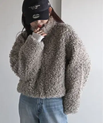 COURO 푸들 퍼 스탠드 숏 자켓