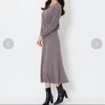 리브 편직 3점 셋업 니트 가디건 스웨터 스커트