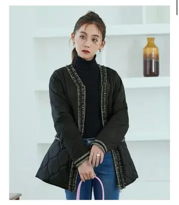 RUIRUE 블랙 트위드 자켓 허리 조절 가능