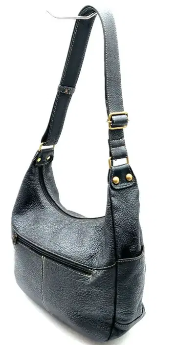 새상품급 레어 MONTOWA 다크 블루 주름 가죽 토트백