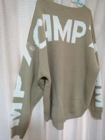 CAMP 7 베이지 빅 니트 스웨터 루즈핏 로고 M~L 인기