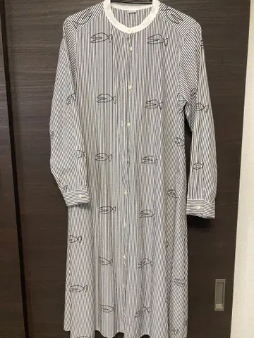 PAR-ICI 스트라이프 물고기 긴팔 원피스 F