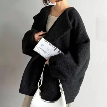 블랙 플리스 자켓 오버 사이즈