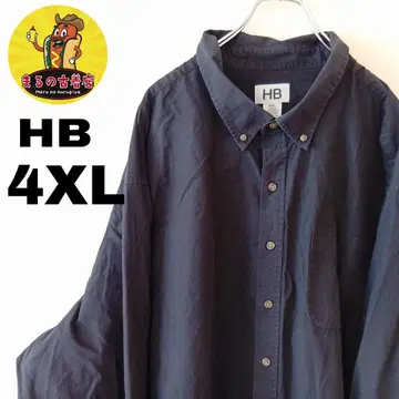 USA 구제 의류 HB 긴팔 버튼 셔츠 4XL 블랙