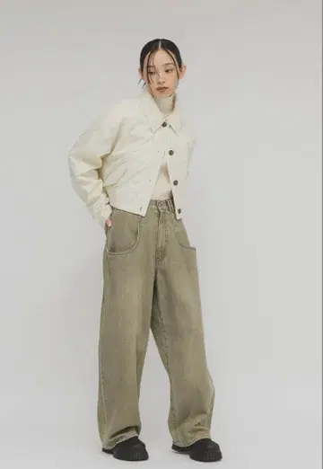 KBF KBF BIG 포켓 디자인 데님 36 카키