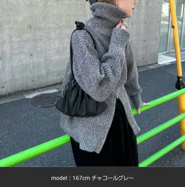 핸드 워셔블 멜란지 하찌 지퍼 가디건 차콜