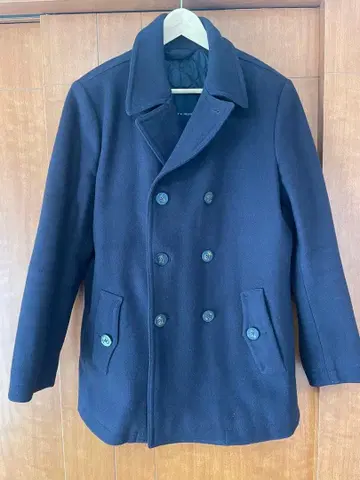 타미힐피거 네이비 울 피 코트