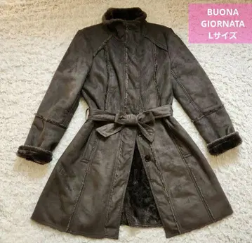 BUONA GIORNATA 롱 코트 무스탕 그레이 L