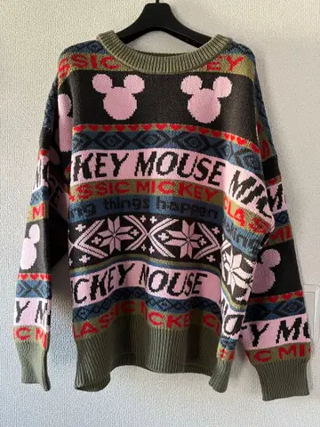 [ Moussy ] 미키마우스 패턴 니트 스웨터