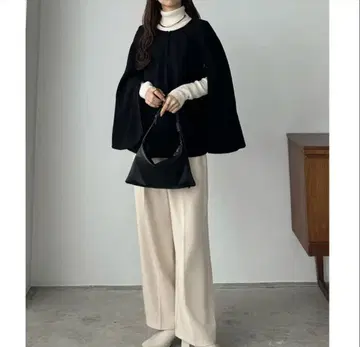 택 포함 미사용 새상품 블랙 판초