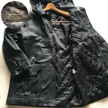 XL 상당 루아우 아츠카와 가죽 자켓 코트 퀼팅 후드 탈부착 가능