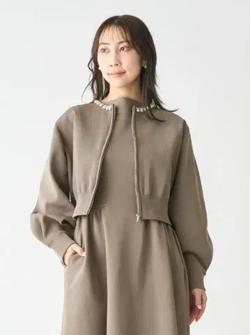 [택 포함] CELFORD 펄 장식 니트 블루종 라이트 아우터