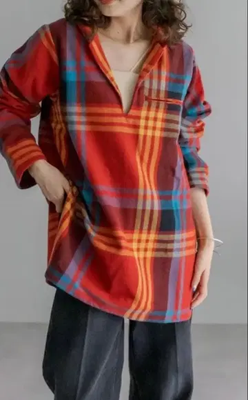 mystic BIGMAC 체크 오버 셔츠 레드 빨간색 bicmac