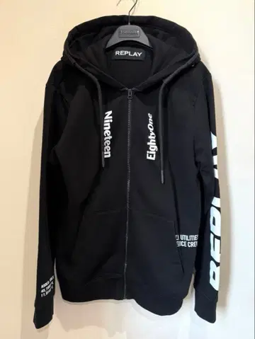 [ REPLAY ] 새상품급 집업 후드티 블랙 L
