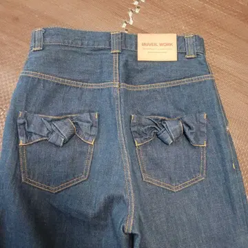 MUVEIL WORK 리본 포켓 와이드 데님 팬츠