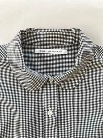 BASIC and ACCENT 둥근 카라 깅엄 체크 긴팔 셔츠