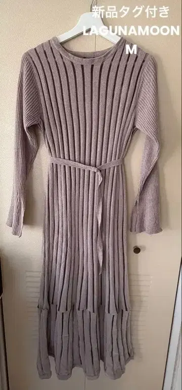 택 포함 새상품 LAGUNAMOON 몰얀 시어 스트라이프 니트 원피스 M