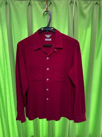 50s 빈티지 오픈 카라 셔츠 개버딘 셔츠 레이온 셔츠