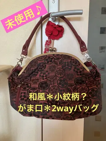 미사용 일본풍 코몬 무늬? 대용량 [가마구치] 2way 백 대용량